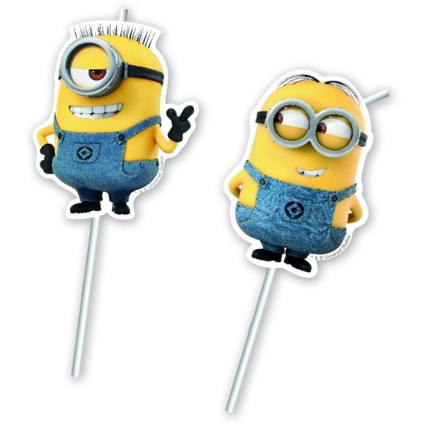 Pajitas De Plastico Lovely Minions Pk-6Uds