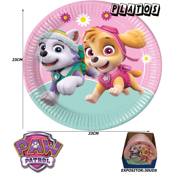 Paw Patrol Platos Papel 23Cm (6 Uds) -Skye Y Everest