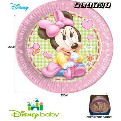 6 Platos De Papel 23Cm. Baby Minnie