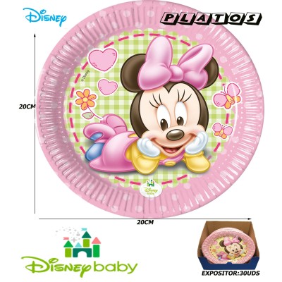 6 Platos De Papel 20Cm. Baby Minnie