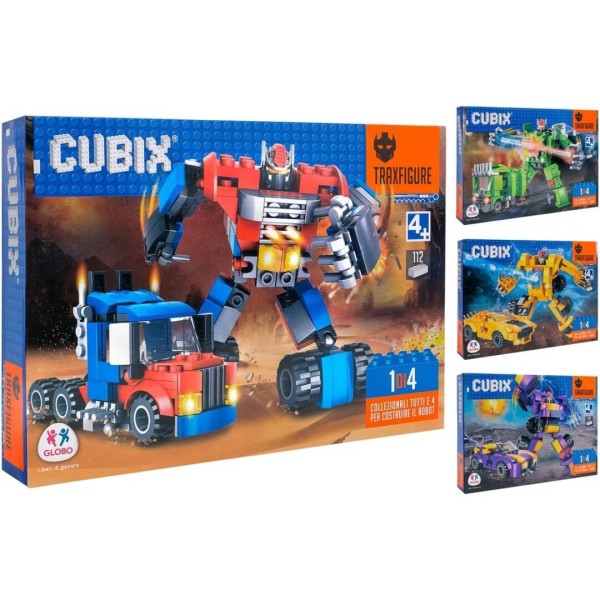 Cubix Traxfigure 2 En 1 110-112Pcs 4Ass,24,5Cm X 17,5Cm X 4,5Cm