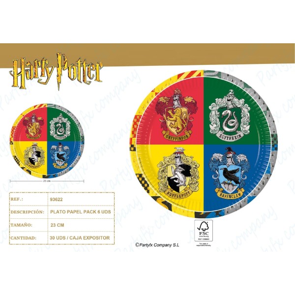 Harry Potter Platos  Papel 23Cm (6Und)