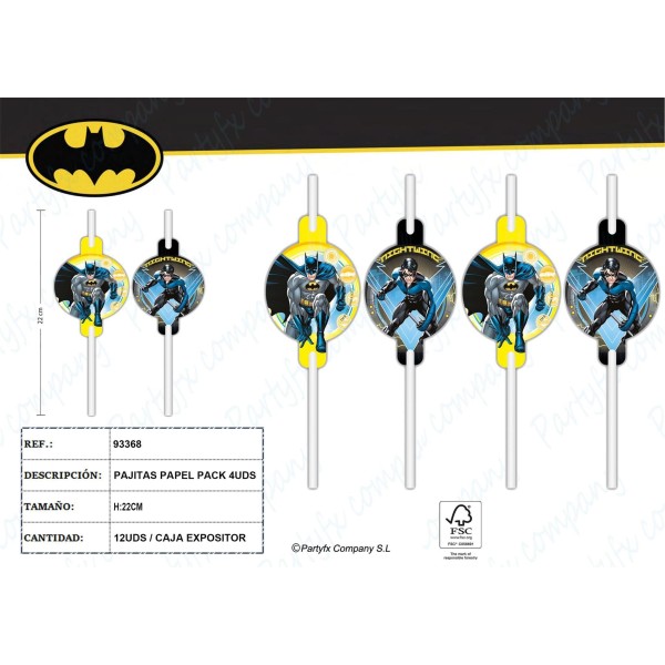 Pajitas De Papel Batman Rogue Rage 4Uds