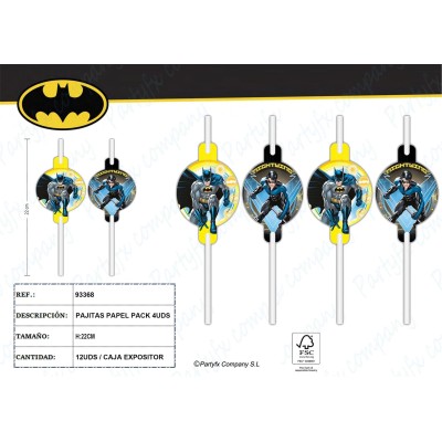 Pajitas De Papel Batman Rogue Rage 4Uds