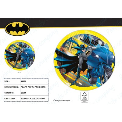 Batman Platos Papel 23Cm (6Und)