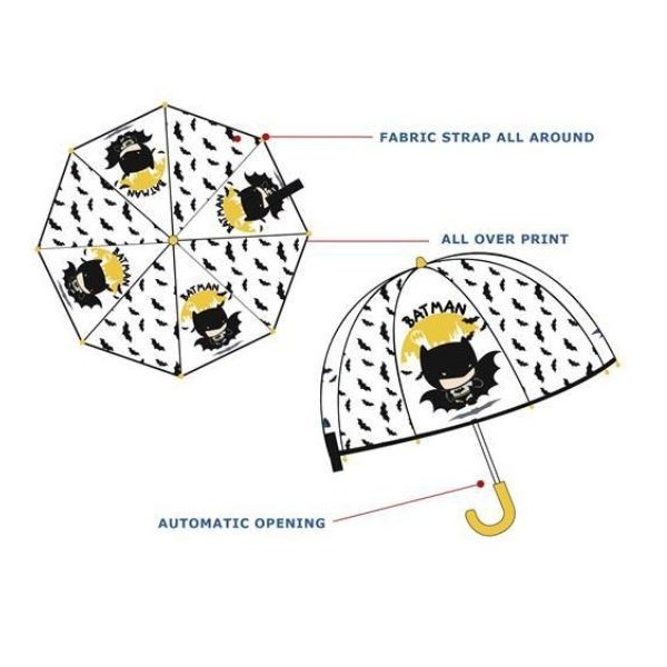 Batman Paraguas Transparente Automatico 46Cm