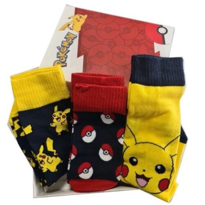 Pokemon Pikachu Pack 3 Calcetines Talla Adulto
