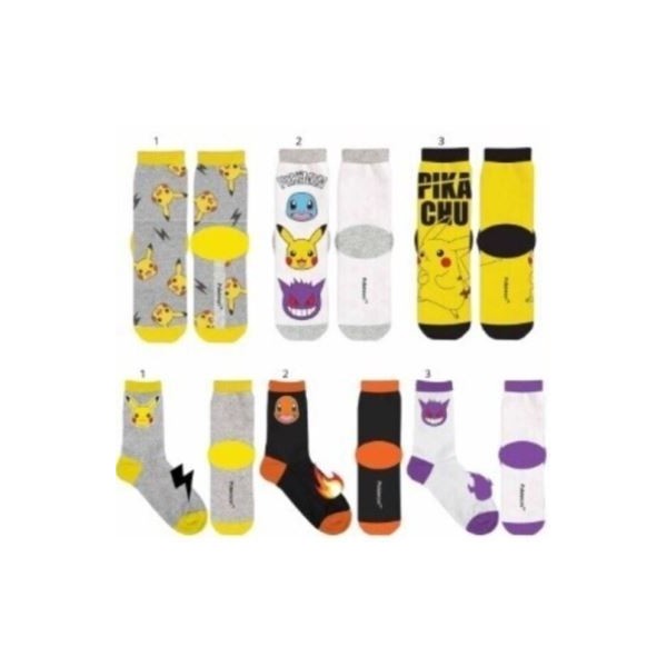 Pokemon Pikachu Pack 3 Calcetines Talla Niños