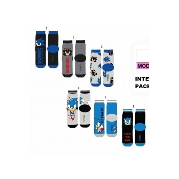 Sonic Pack 3 Calcetines Talla 23-26/27-30/31-34