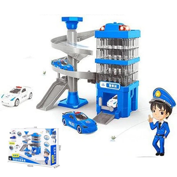 Pista De Rotación De Coches De Policía Azul Y Blanco, Con Música Y Luces Mrcm559-33